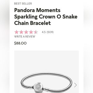 Pandora Moments Sparkling Crown O Snake Bracelet